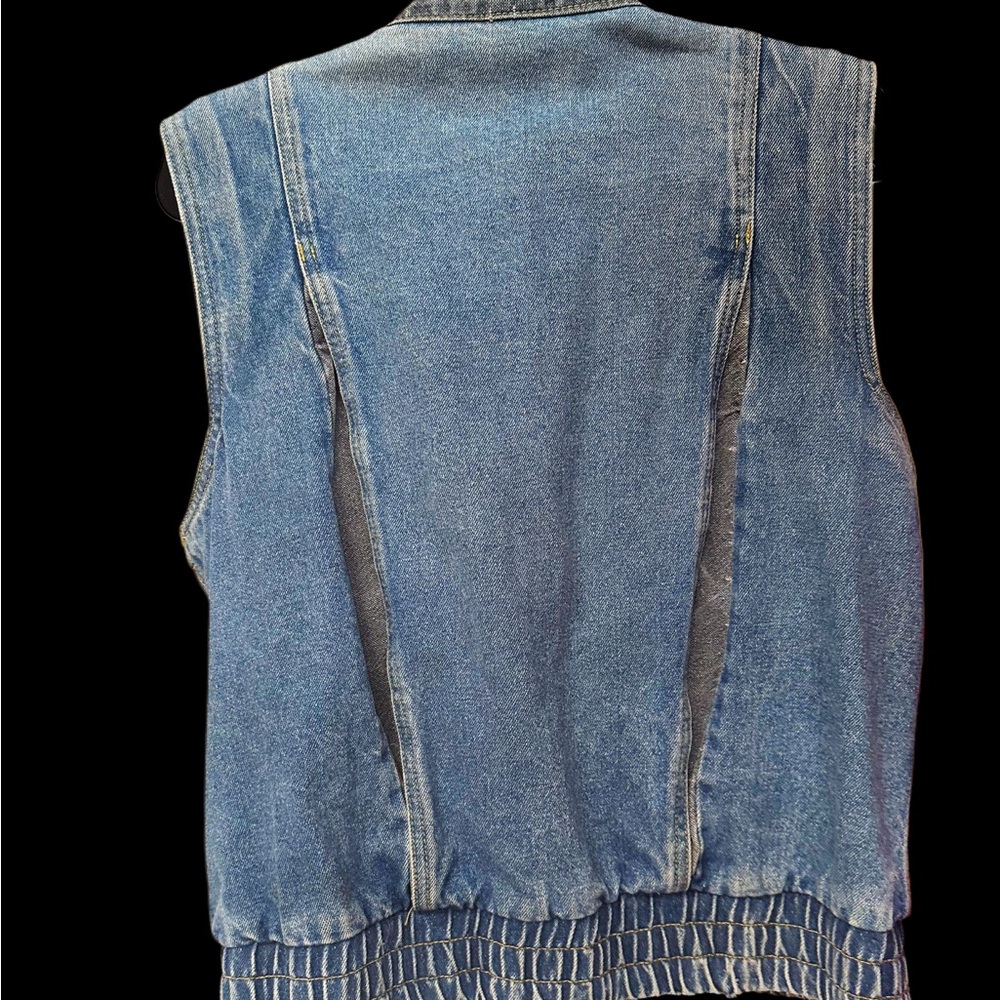 Vintage Jordache Denim Vest OOAK with Brooches, Pins, and Toys - Picture 6 of 8